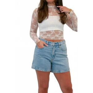 NEW VEVERET isla lace long sleeve top in white